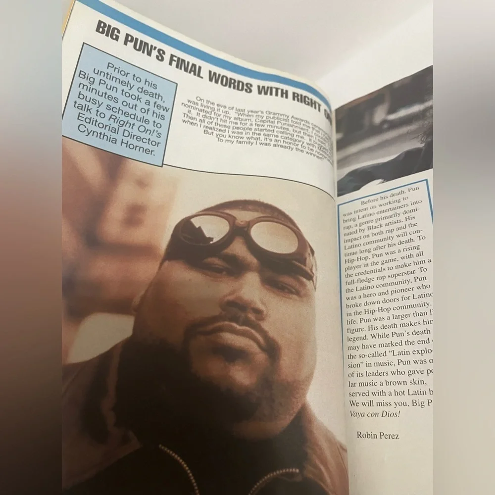 Big Pun Tribute Magazine -Right On June 2000-COLLECTOR’S ISSUE